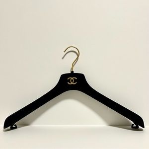 CHANEL, Hanger, Coat/Jacket/Suit, Black Velvet, Gold Hook & Gold CC Logo, 15.5"